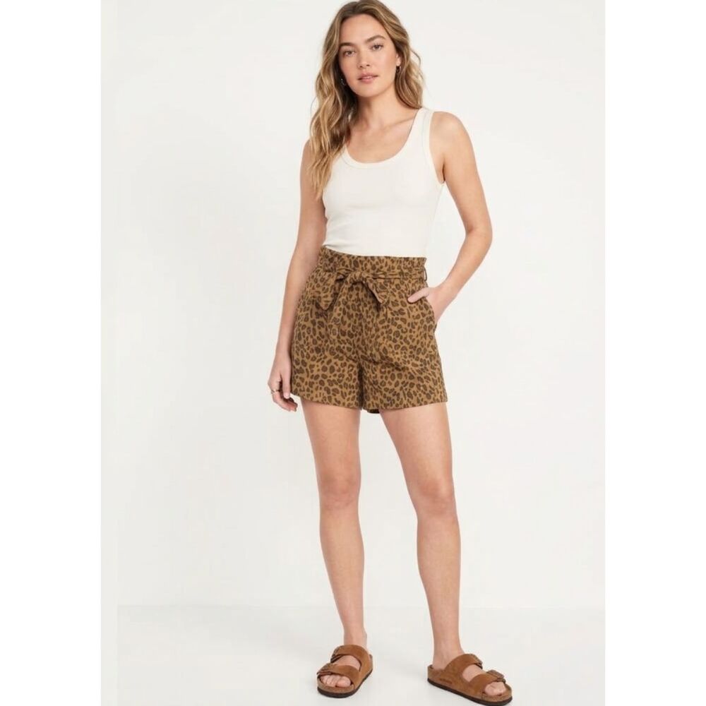 A New Day Cheetah Leopard Animal Print High Waist Shorts Women's Size Small